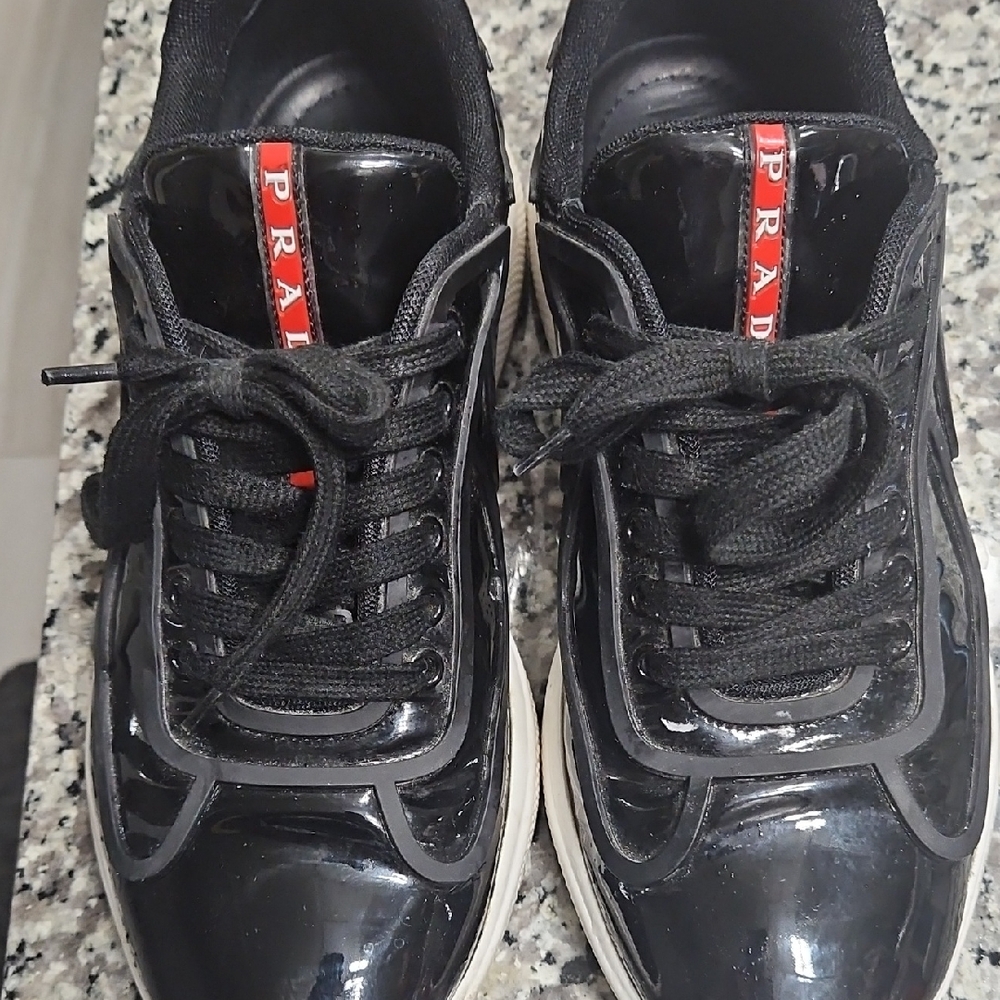 Prada Men's Black Glossy Sneakers
